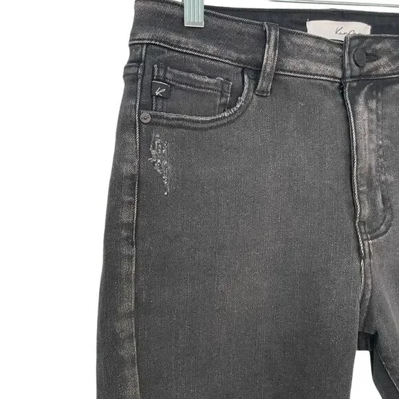 Kancan Women's High Rise Bermuda Shorts Black Distressed Stretch Size 9 - Picture 2 of 6